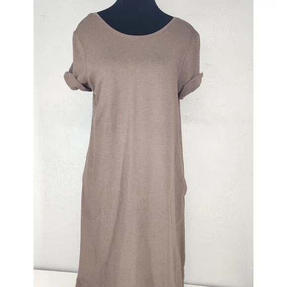 Pure Jill J. Jill Small | Brown Maxi T Shirt Dress Neutral Casual Pima Cotton - Picture 3 of 8